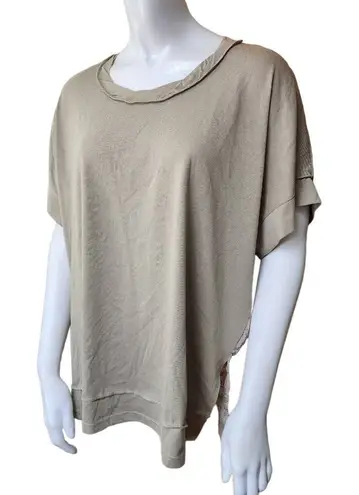 White Birch Tan & Cream Floral Patterned Sheer Back Blouse (S)