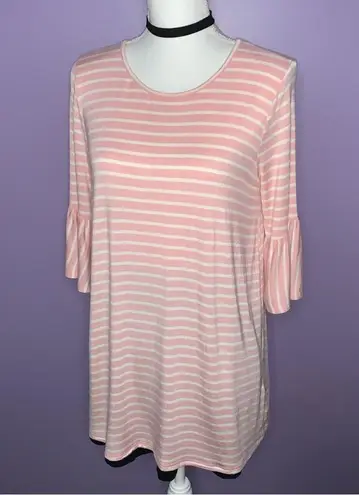 Reborn J Boutique Pink and White Bell Sleeve Top