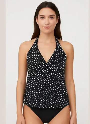 Lands' End Polka Dot Halter Swim Top Size 8 Black