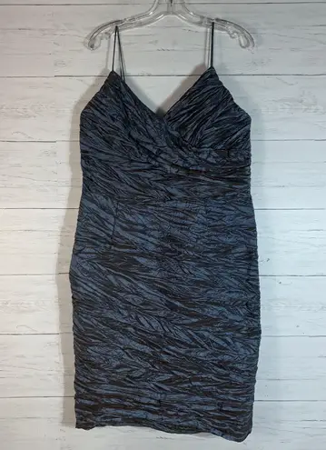 Niki By Niki Livas Niki Livas Crinkle Fabric Party Dress Bluish Gray Spaghetti Straps Back Zip 14W