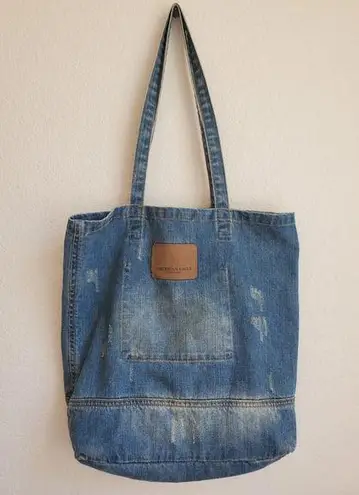 American Eagle  Womens Jean Denim Bag Shoulder Tote distressed Ladies Pur…