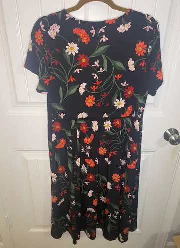 Torrid  Black and Red Floral Dress with lace detail