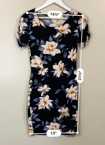 Heart & Hips Women’s Ruched Short Sleeve Floral Mini Dress Black NWOT