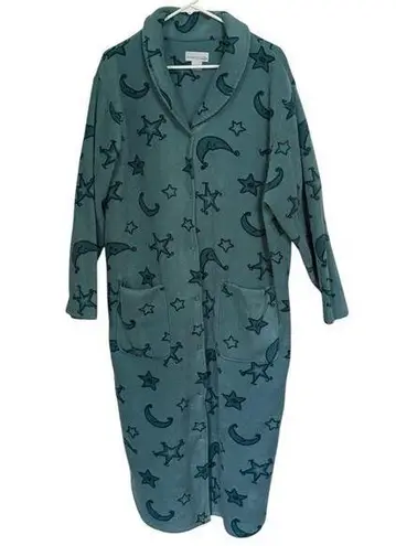 Moon Stars XL Fleece Robe Sleepwear Intimate Moments Women’s Button Up 1X READ