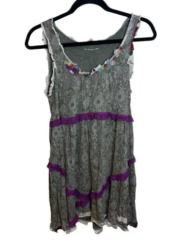 Odd Molly Funky Eclectic Floral Embroidered Mini Tunic Dress