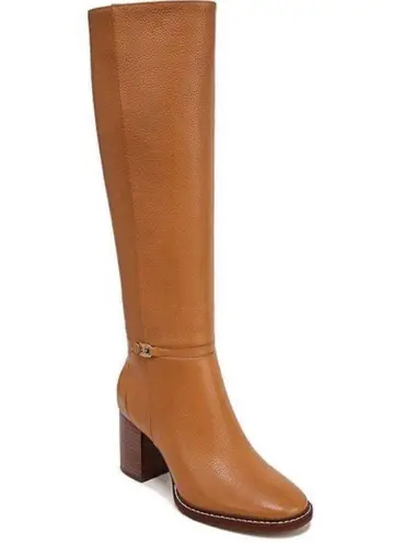 Sam Edelman  Brown Almond Toe Elsy Zip Up Tall Block Heel Boot in Caramel 9.5