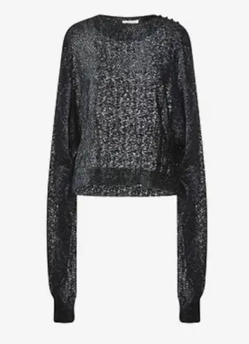 The Attico Woven Long Sleeve Blouse Black size 8 Size M