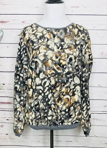 ZARA Gray Leopard Print Sweater Top Size Medium