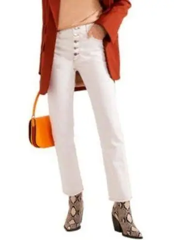 Joseph Button Fly Jeans in White with Contrast Stitching Size 26