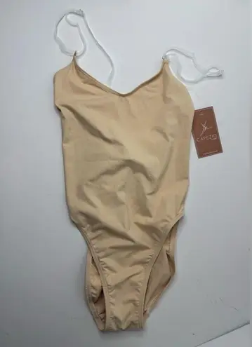 Capezio womens Camisole Leotard With Clear Transition Straps nude small NEW