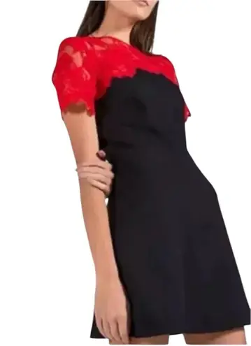 Sandro Paris Gigi Black Red Lace A-line Mini Dress Designer Emily in Paris