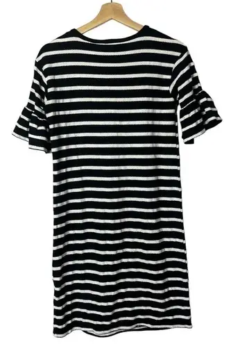 Joe Fresh Black & White Stripe Bell Sleeve Mini Dress S