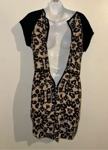 Rebecca Taylor Silk LEOPARD BLOCK Mini Dress color black & cream Size US4 new