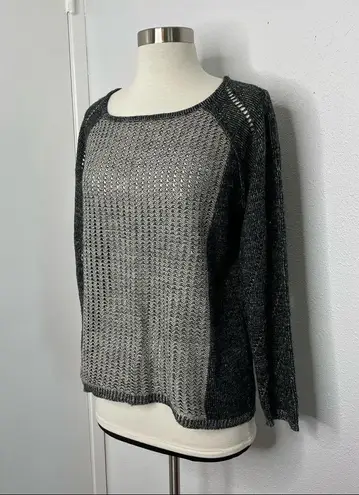 Maddison Soft Acrylic Loose Knit Sweater Top size L Gray Size L