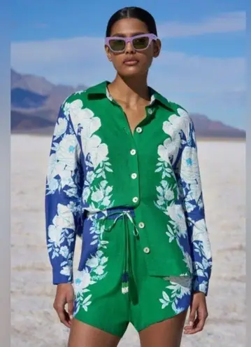 Farm Rio Soft Garden Linen Blend Floral Shirt, Size XL NEW w/Tag $288