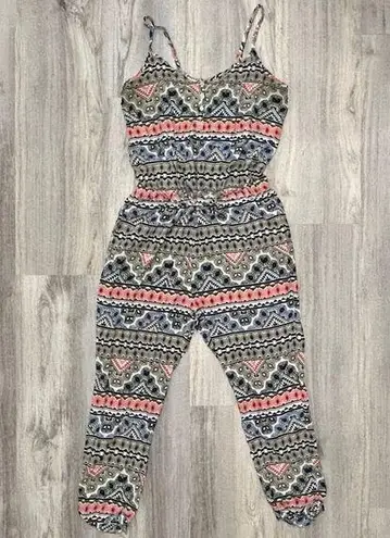 Old Navy  Geometric Aztec Pattern Jumpsuit Cami Cropped Romper Drawstring Size L