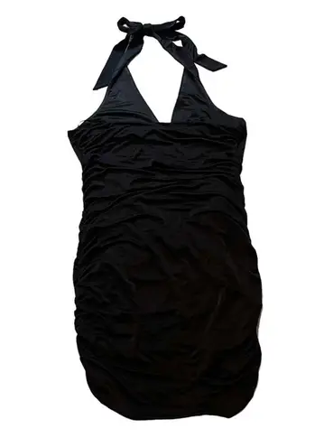 Bebe NWT,  Halter Plunge Neck Ruched Bodycon Mini Dress, Sz XL