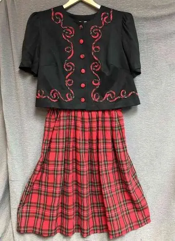 NWT Lady Dorby Black Red Pleated Skirt Outfit Womens Size 16W