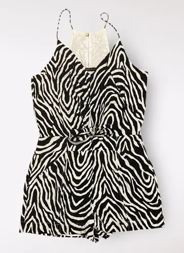 ViX Paula Hermanny Fiorella Black Nora Mini Romper Zebra Print NWOT Size M Size M