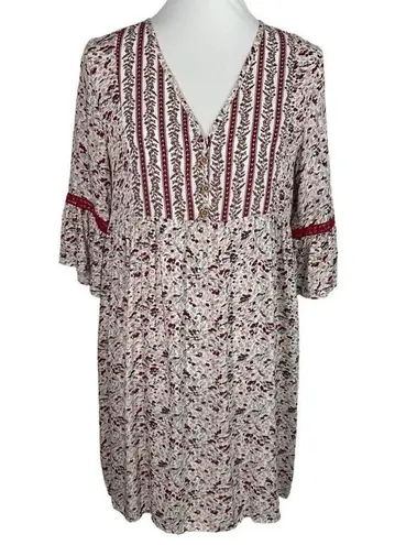 Hope Horizon Multi Color Floral Flutter Sleeve Shift Dress Medium NWT