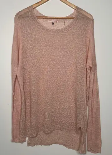 Rebecca Taylor Pink Leopard Linen Blend Sweater Size Large