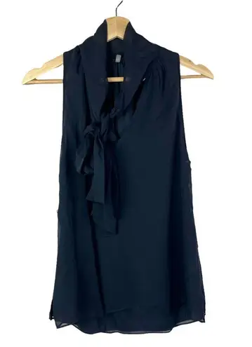 Haute Hippie Navy Blue Tie Neck Lace Up Side Silk Tank Top XS