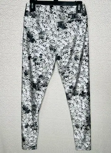 Terez High-Waist Leggings Size L Celestial Silver Star Confetti Full Length Gray