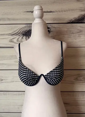 Sirena Vintage Blue & White Gingham Underwire Padded Bikini Top