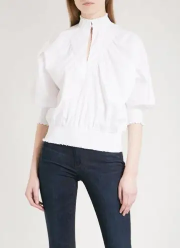 Maje Blouse S NWT Libou Popeline Victorian Smocked Batwing Ecru White Luxury