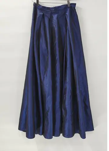 J.R. Nites by Caliendo Taffeta Maxi Skirt Womens 10 Blue Pleated A