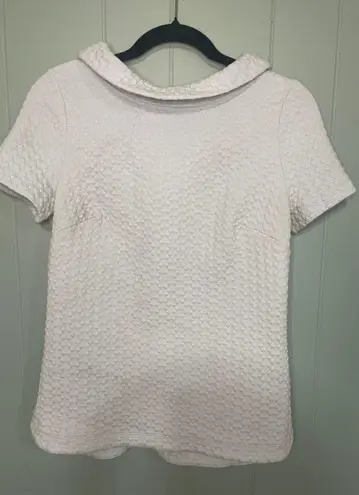 Boden Textured Knit Top Short Sleeve Collared Light Blue, Size 6 Blue