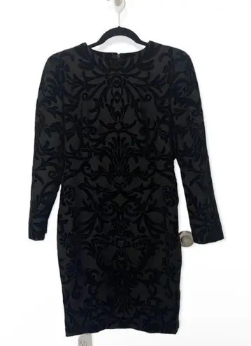 Alexander McQueen SZ 10 virgin wool black velvet burnout dress