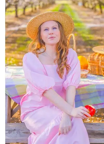 Zanzea Bridgeton Vibes Pale Pink Peasant Maxi Dress