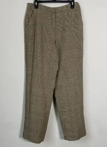 Dana Buchman Women's Size 12 High Rise Plaid Wool Blend Trouser Dress Pants Tan