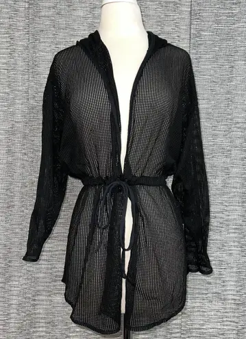 Dotti Vintage Black Perforated See Through Swimsuit Beach Black Coverup