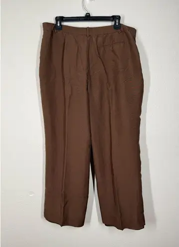 Lauren Ralph Lauren Brown Silk Wide Leg Pants Sz 16 Old Money Preppy Luxury