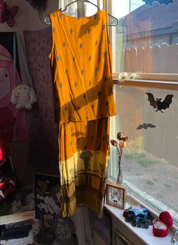 Womens Vintage always Caroline elephant and palm tree print summer long dress Orange Size 8