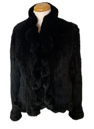 #700 TRILOGY Vegan Mink Fur Short Jacket Black Size L