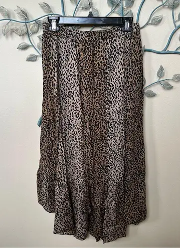Z&L Europe high low leopard print mob wife maxi skirt Sz S NWOT Brown
