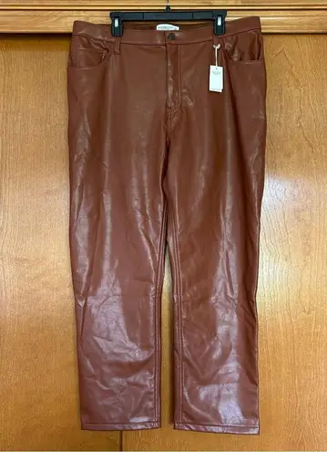 Abercrombie & Fitch  The 90s Straight Ultra High Rise Vegan Leather Pants 34 18