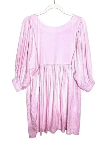 Petal and Pup  Ermias Long Balloon Sleeve Mini Smock Dress Textured Pink Size 2