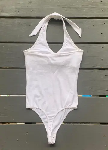 Hollister White Ribbed Halter Bodysuit