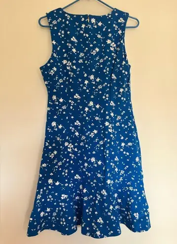 Draper James Women’s Graceland Ponte Sheath Blue White Floral Dress Size Medium