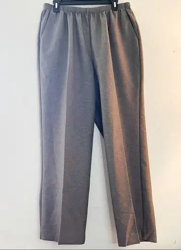 Alfred Dunner Pants Grey Pull On Textured Straight Leg Sz 16W EUC Tik-Tok