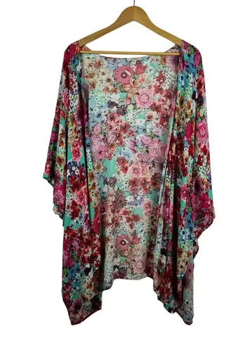 Umgee ‎ Floral Kimomo Cardigan Size S/M Feminine Colorful Flowy