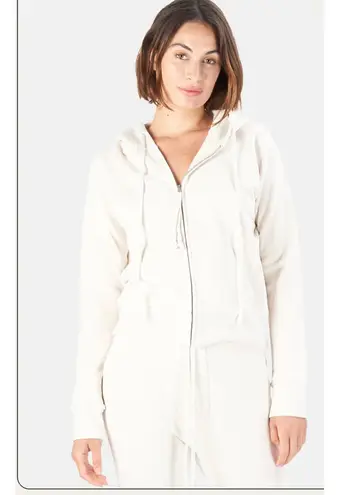 Nili Lotan Women's Callie Zip Up Hoodie Chalk