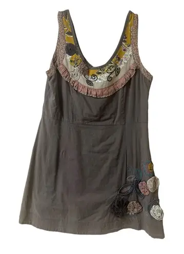 Lulumari tunic top gray with embellishments sz Large