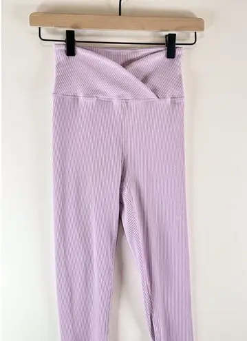 Year Of Ours Bandier Women Leggings Purple Ribbed Veronica V Waist Stretch Small