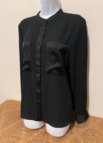 Worthington Black Sheer Button Up Size Medium