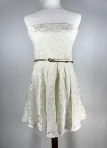 Love Reign Strapless Lace Mini Dress With Belt Size L Coquette Romantic Flirty